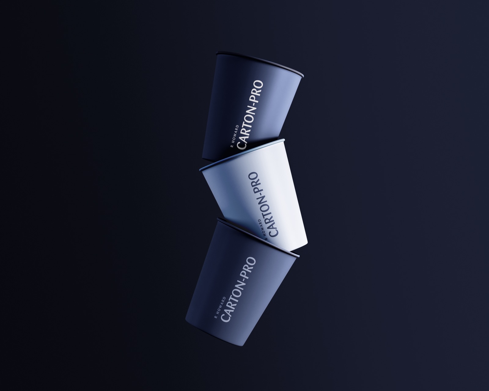 Carton-Pro water based paper cups in navy and pale blue, 12oz and 16oz